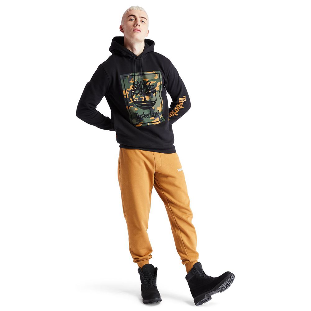 Timberland Mens Sweatshirts Camo Tree-Logo Hoodie - Black - India QD2546719